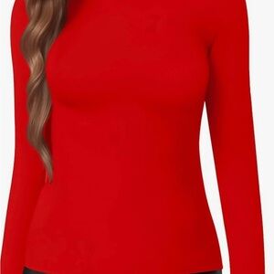 Elegant Scarlet Long Sleeve Women's Top